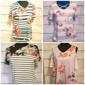 Bundle of 4 Floral Tops Size Large